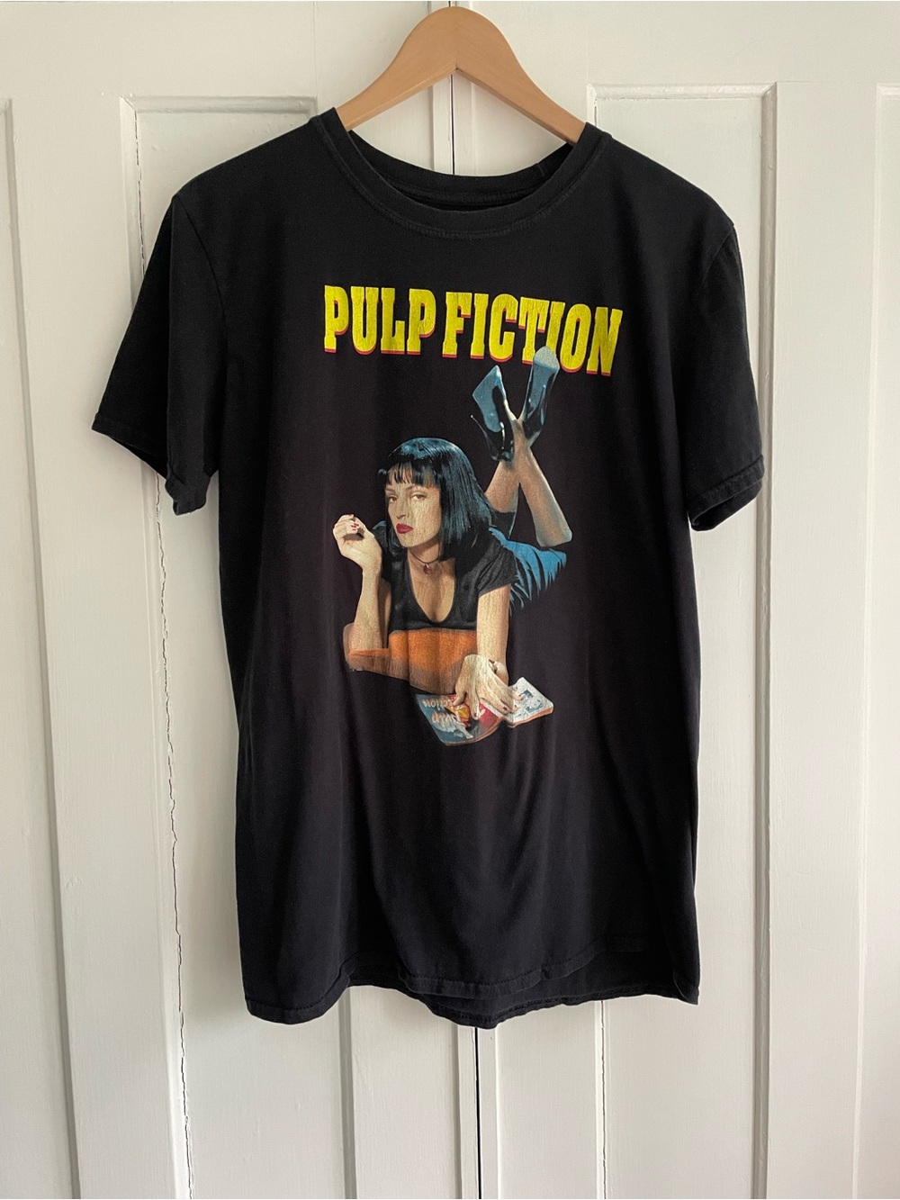 Pulp Fiction Graphic Tee Movie T-Shirt Black Size Large Uma Thurman Cult Classic